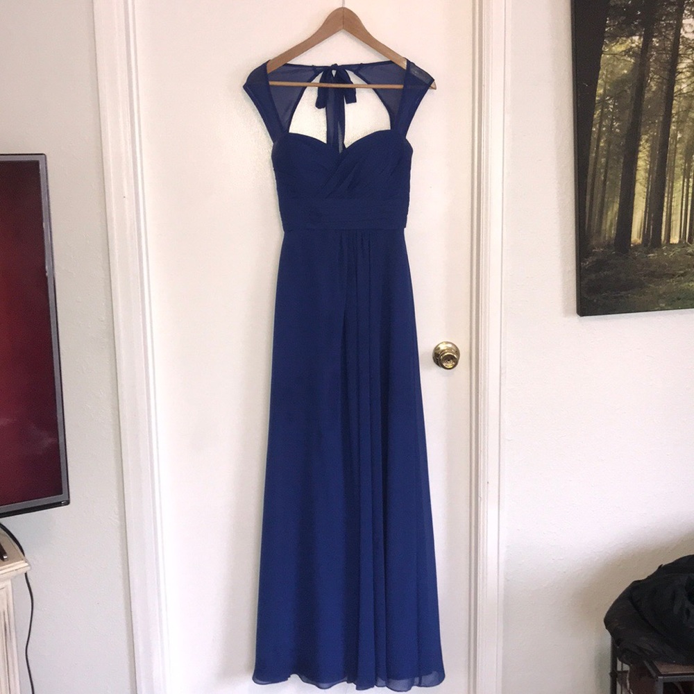 Blue chiffon bridesmaid dress